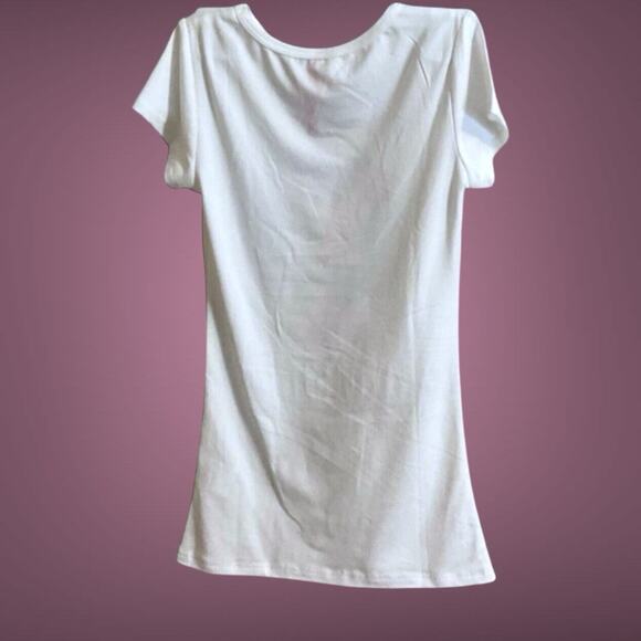 Cute 4 U T-Shirt Girls Black Queen Size S (7-8) White Short Sleeve Raised Letter - Picture 7 of 8